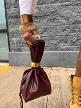 Load image into Gallery viewer, bold statement bag, knotted handbag, top handle purse, oxblood bag, faux leather purse, bold accessory, fall fashion, street style bag, Adore Her Sole bag