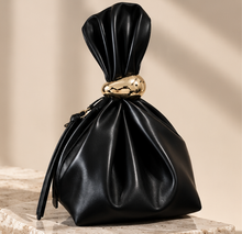 Load image into Gallery viewer, bold statement bag, knotted handbag, top handle purse, oxblood bag, faux leather purse, bold accessory, fall fashion, street style bag, Adore Her Sole bag
