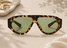 Load image into Gallery viewer, versized leopard print No Intro sunglasses with green tinted lenses from Adore Her Sole.