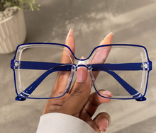 Load image into Gallery viewer, blue oversized geometric statement eyeglasses from Adore Her Sole.