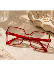 Load image into Gallery viewer, Red oversized geometric statement eyeglasses from Adore Her Sole.