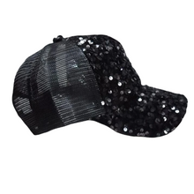 Load image into Gallery viewer, Black Sequins trucker hat for women 
