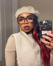 Load image into Gallery viewer, Adore Her Sole oversized tortoiseshell square sunglasses with clear lenses bold, feminine eyewear for confident women.
