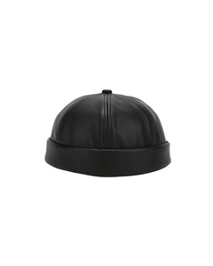 brimless leather hat, black leather cap, edgy fall accessories, minimalist street style, women’s leather hats, Adore Her Sole bold edit, fashion-forward headwear