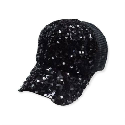 Black Sequins trucker hat for women 